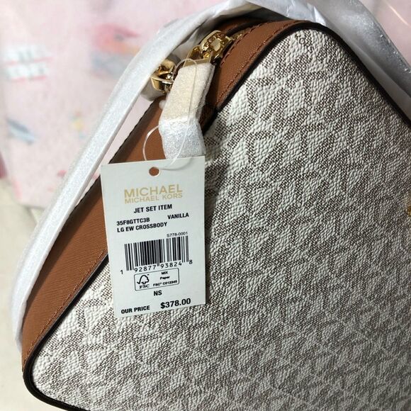 Michael Kors Ginny MK Logo Crossbody Shoulder Bag White Jet Set Item - Picture 3 of 9